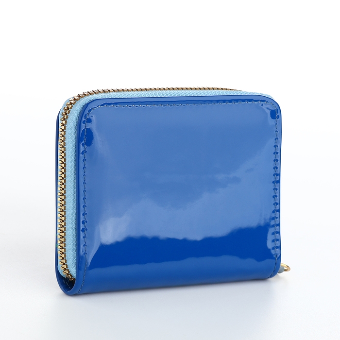 Кошелёк женский на молнии, лакированный, цвет синий Кошелёк женский на молнии, лакированный, цвет синий