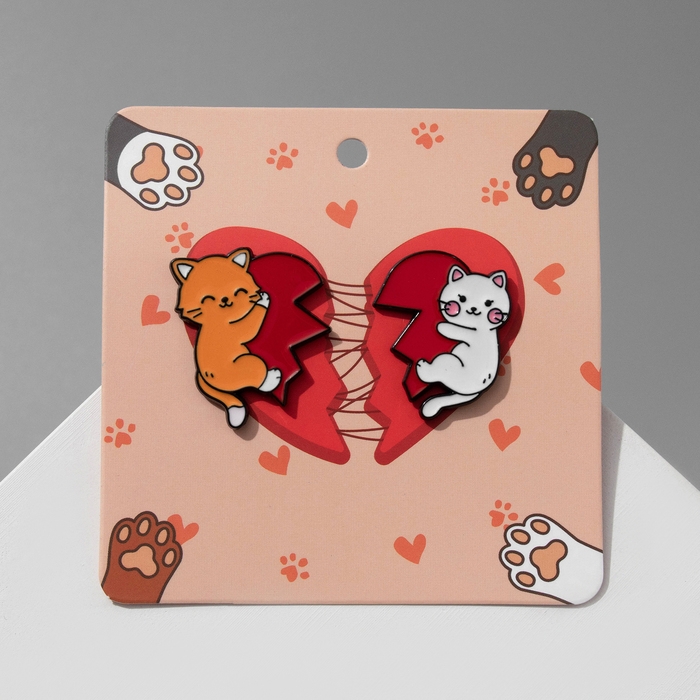 Значки-неразлучники Значки-неразлучники "Котята", цветные в чёрном металле