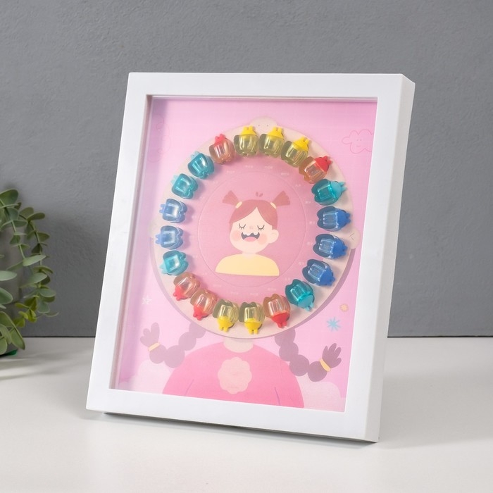 Фоторамка пластик 9х9 см  Фоторамка пластик 9х9 см "Молочные зубики" розовая 2х23х27 см