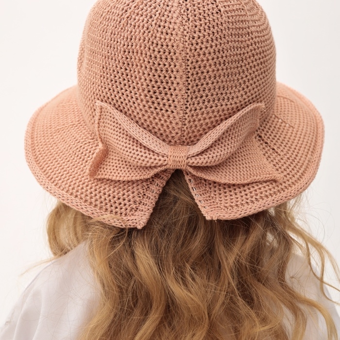Шляпа для девочки MINAKU с бантом, цвет розовый, р-р 50-52 Шляпа для девочки MINAKU с бантом, цвет розовый, р-р 50-52
