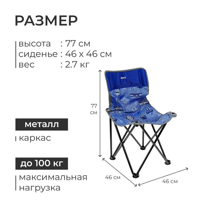 Стул складной Nika «Премиум 3», 46 x 46 x 77 см, цвет джинс/синий