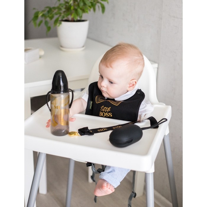 Нагрудник/слюнявчик для кормления «Little boss» на кнопке Нагрудник/слюнявчик для кормления «Little boss» на кнопке