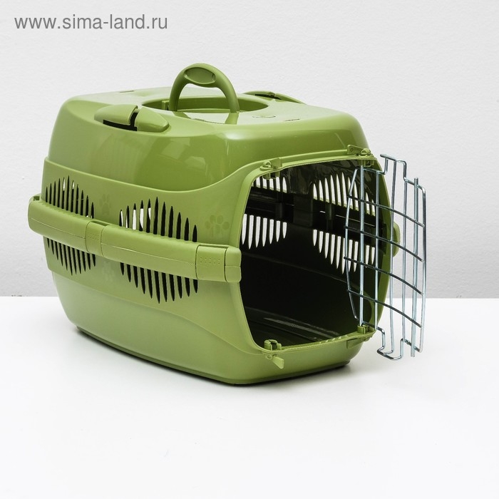 Переноска для животных до 9 кг  Переноска для животных до 9 кг "Пижон", металлическая дверь, 43 х 29 х 27,5 см, оливковая