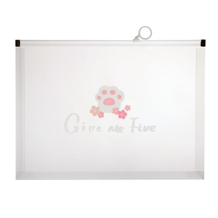 Папка-конверт на ZIP-молнии Calligrata Папка-конверт на ZIP-молнии Calligrata "Кошки" А4, 180 мкм, прозрачная, МИКС