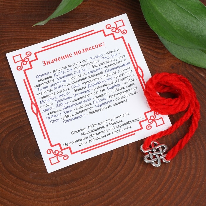Браслет-оберег «Красная нить» на мудрость, бесконечный узел, цвет серебро, 20 см