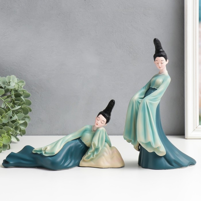 Сувенир полистоун  Сувенир полистоун "Китайские красавицы" набор 2 шт 13,5х25х10 26х16х9,5 см