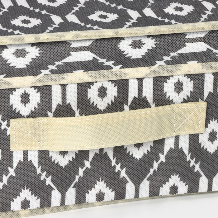 Короб стеллажный для хранения с крышкой Доляна «Ромбы», 30×28×15 см, цвет серый Короб стеллажный для хранения с крышкой Доляна «Ромбы», 30×28×15 см, цвет серый