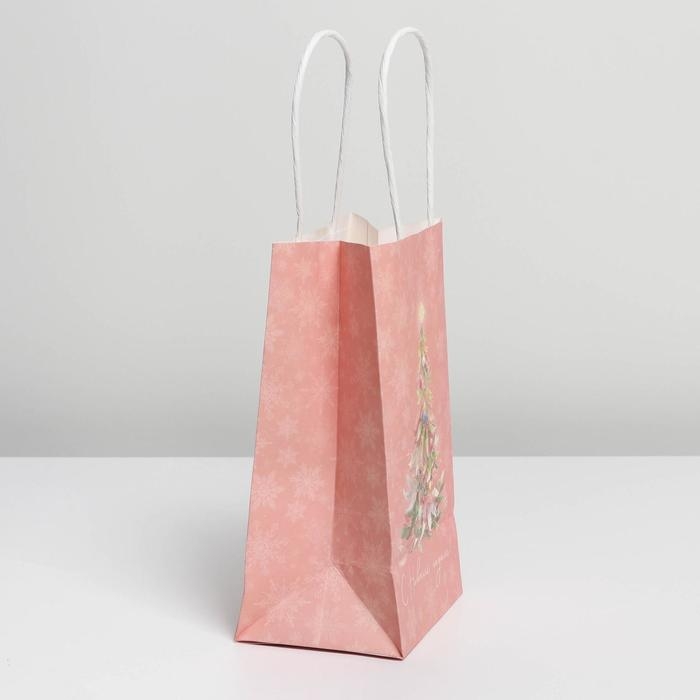 Пакет подарочный новогодний крафтовый «Новогодние сны», 12 х 21 х 9 см, Новый год Пакет подарочный новогодний крафтовый «Новогодние сны», 12 х 21 х 9 см, Новый год