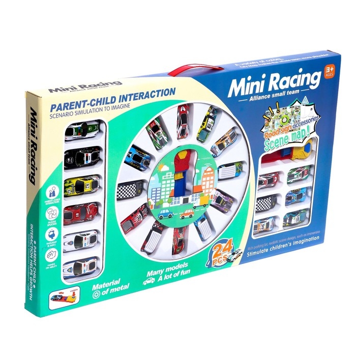 Игровой набор «Город», 24 металлические машинки с запуском и игровое поле Игровой набор «Город», 24 металлические машинки с запуском и игровое поле