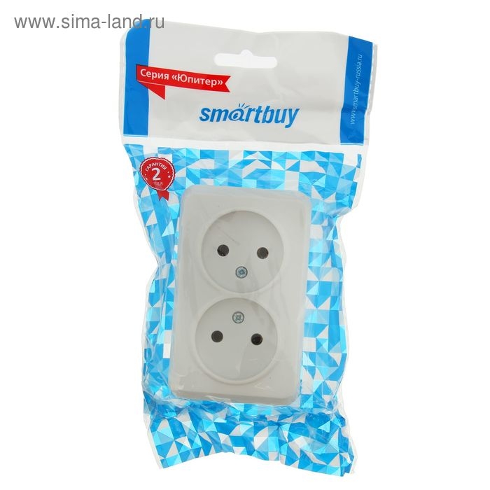 Розетка Smartbuy  Розетка Smartbuy "Юпитер", 10 А, двухместная, открытая, без з/к, белая