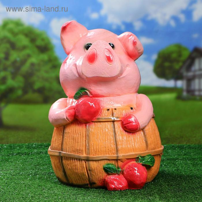 Садовая фигура  Садовая фигура "Поросенок банщик" розовый 32х42см