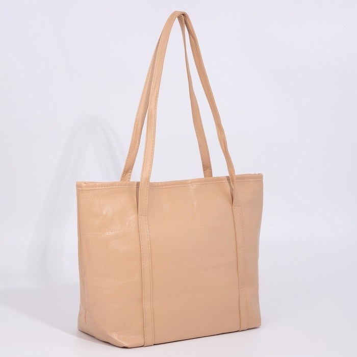 Сумка-шопер женская на молнии, цвет бежевый