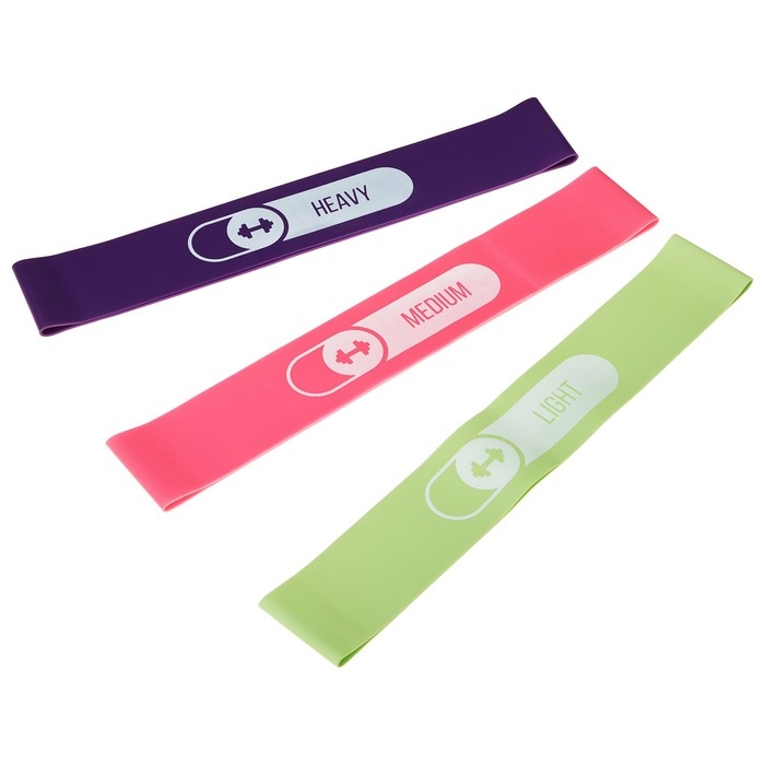 Набор для фитнеса ONLYTOP «На тренировке»: 3 фитнес-резинки, скакалка Набор для фитнеса ONLYTOP «На тренировке»: 3 фитнес-резинки, скакалка