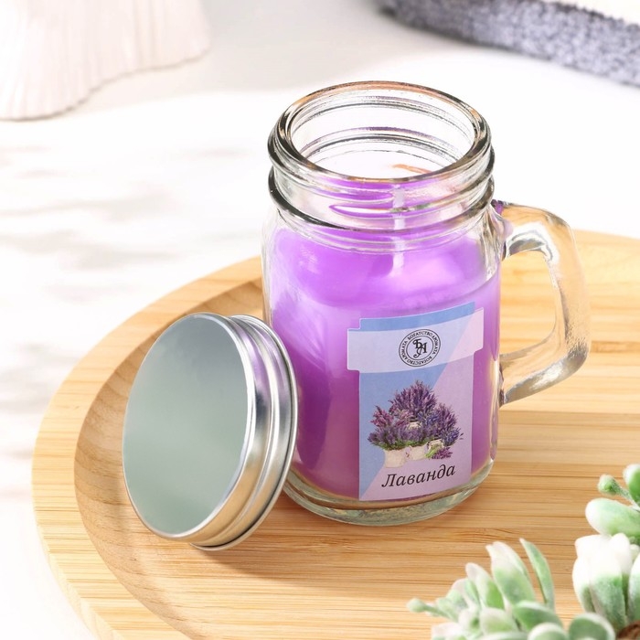 Свеча ароматическая в банке  Свеча ароматическая в банке "Лаванда", 7,2 х 8,5 см, 190 г