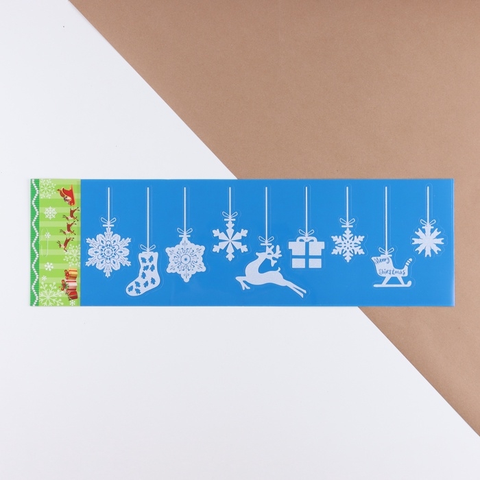 Набор наклеек Набор наклеек "Новогодние" олени. снежинки, 60 х 15 см