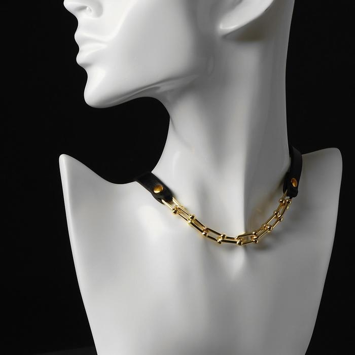 Чокер «Цепь» модерн, цвет чёрный в золоте,41 см Чокер «Цепь» модерн, цвет чёрный в золоте,41 см