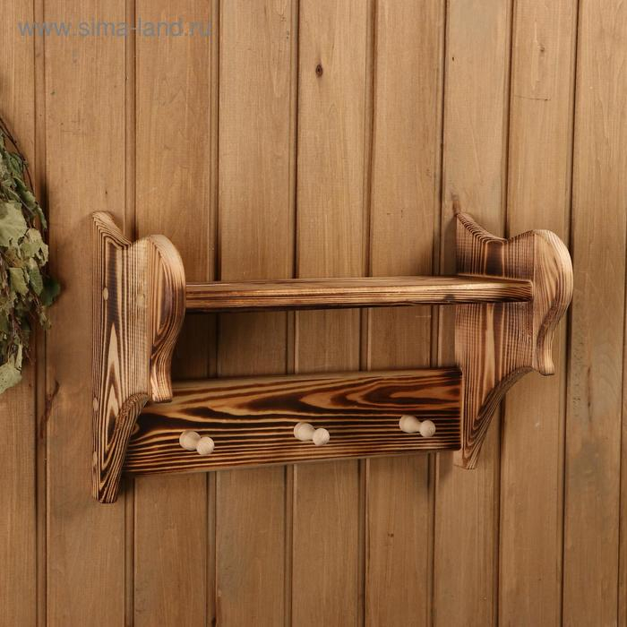 Полка вешалка обожжённая, 3 крючка, 43×27×17 см Полка вешалка обожжённая, 3 крючка, 43×27×17 см