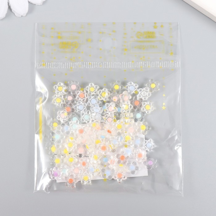 Декор для творчества пластик Декор для творчества пластик "Цветок с цветной серединкой" глянец набор 80 шт 0,7х0,7 см