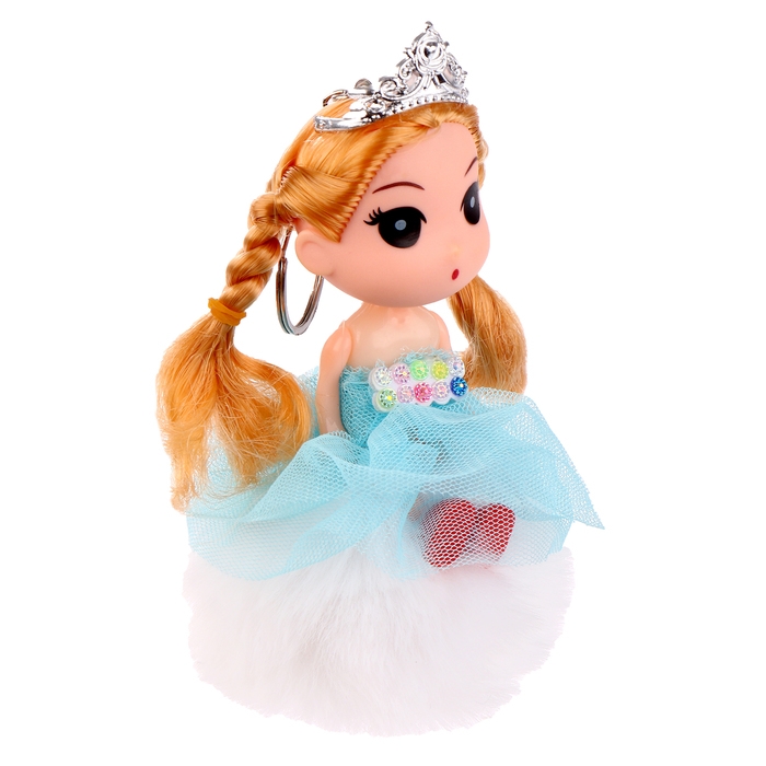 Кукла-брелок «Девочка» на белом помпоне, 14 см Кукла-брелок «Девочка» на белом помпоне, 14 см