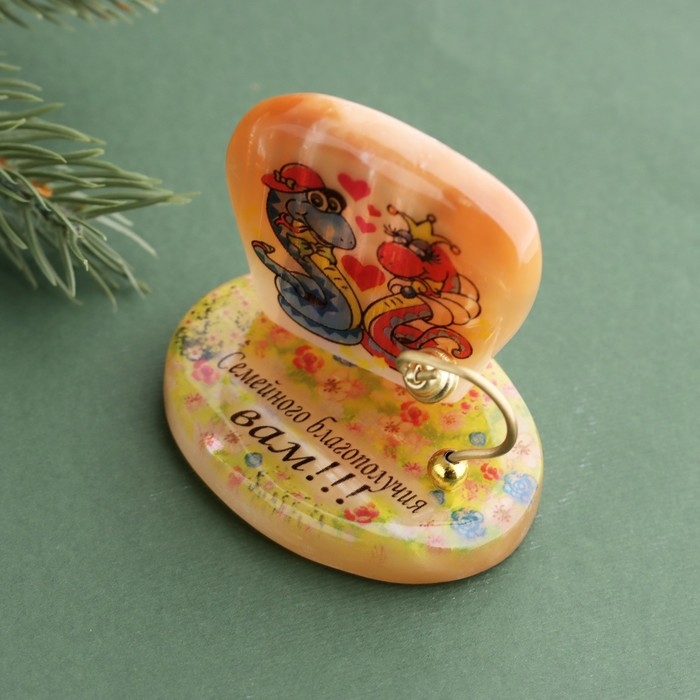 Новый год. Сувенир Новый год. Сувенир "Семейного благополучия вам! 2025", с колокольчиком, селенит, 6х6х4,5 см