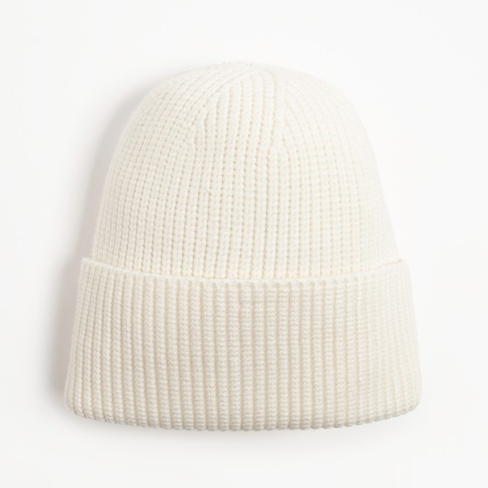 Шапка женская MINAKU с отворотом, размер 54-56, цвет экрю