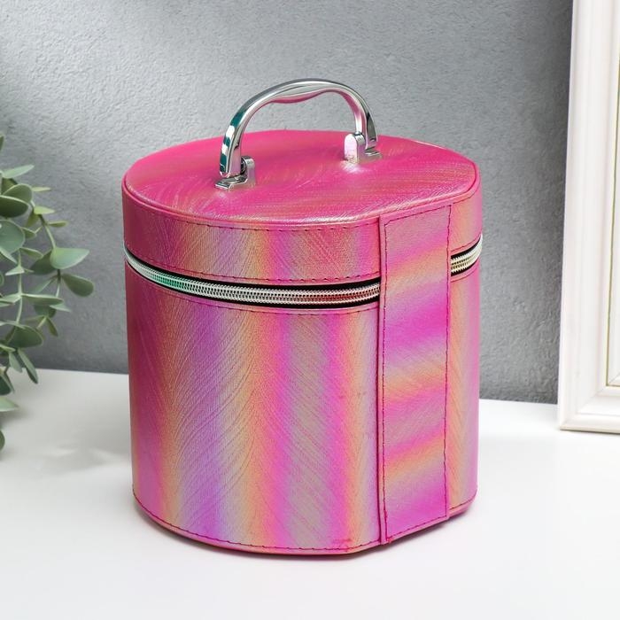 Шкатулка кожзам с зеркалом  Шкатулка кожзам с зеркалом "Полосы розовый оранж" н-р 3шт 14х14х14 17,5х17,5х17,5 20х20х20см   53860