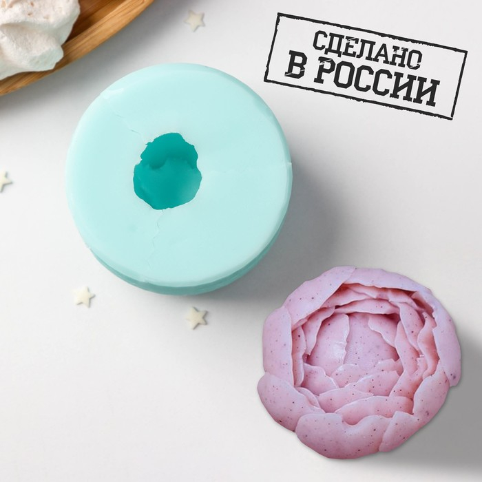 Силиконовый молд Цветок «Пион», d=6 см высота 3,2 см, цвет бирюзовый Силиконовый молд Цветок «Пион», d=6 см высота 3,2 см, цвет бирюзовый