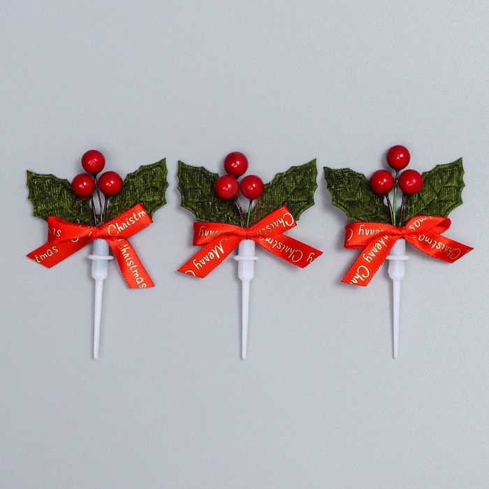 Декор для творчества «Новогодняя веточка», в наборе 3 шт., размер 1 шт. — 9 × 6 × 1 см Декор для творчества «Новогодняя веточка», в наборе 3 шт., размер 1 шт. — 9 × 6 × 1 см