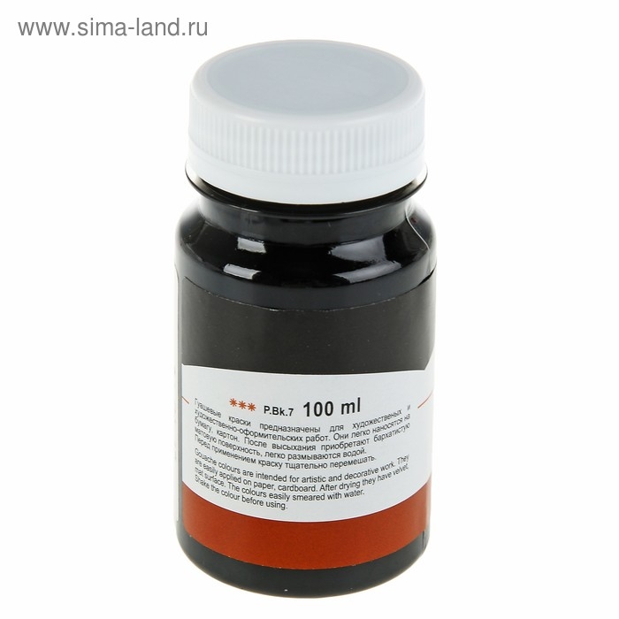 Гуашь художественная в банке 100 мл, ЗХК Гуашь художественная в банке 100 мл, ЗХК "Сонет", чёрная (3627810)