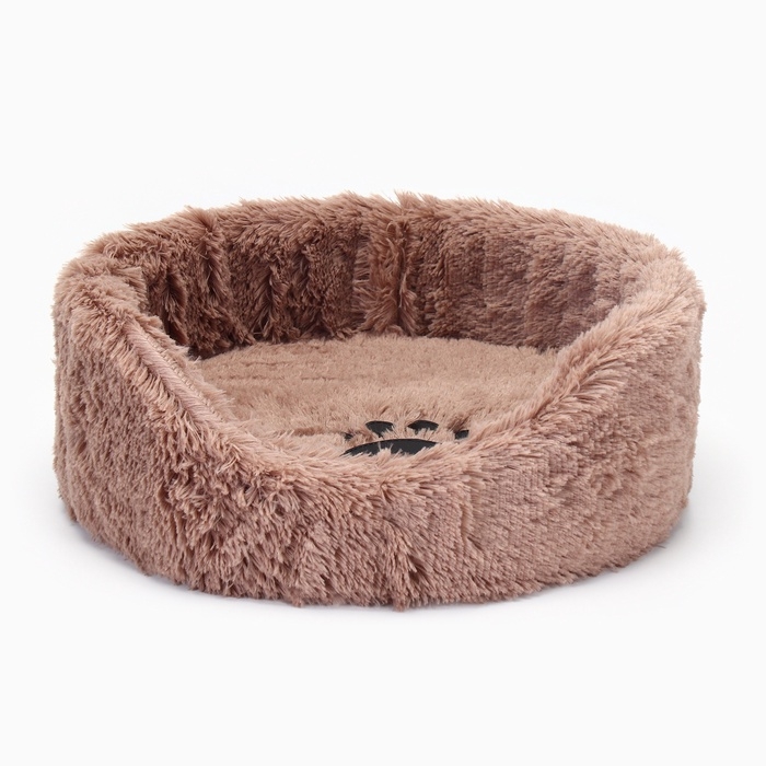 Лежанка для животных,  с подушкой,  мех, сатин, периотек,  40 х 40 х 16 см, коричневая Лежанка для животных,  с подушкой,  мех, сатин, периотек,  40 х 40 х 16 см, коричневая