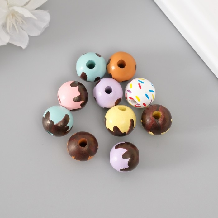 Бусины для творчества дерево Бусины для творчества дерево "Сладости" набор 10 шт d=1,6 см