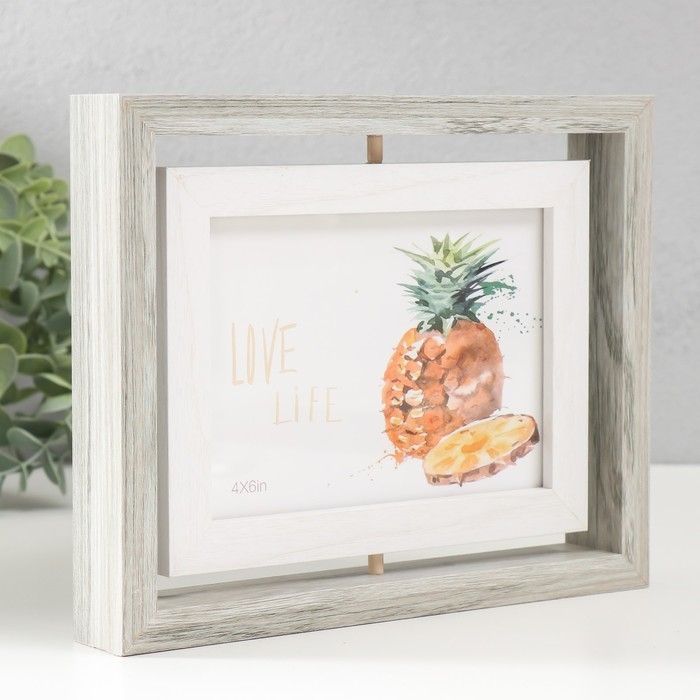 Фоторамка МДФ на 2 фото 10х15 см Фоторамка МДФ на 2 фото 10х15 см "Вертушка двусторонняя" серо-голубая 21,5х3х16,3 см