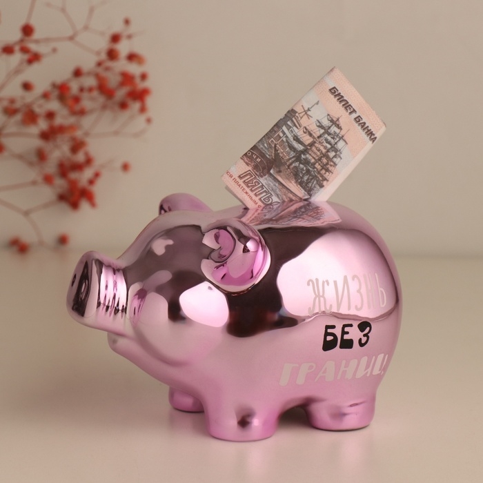 Копилка керамика  Копилка керамика "Хрюша в загоне - Не ставь мне рамки. Жизнь без границ" 15,5х11.7х9.5 см   1052431