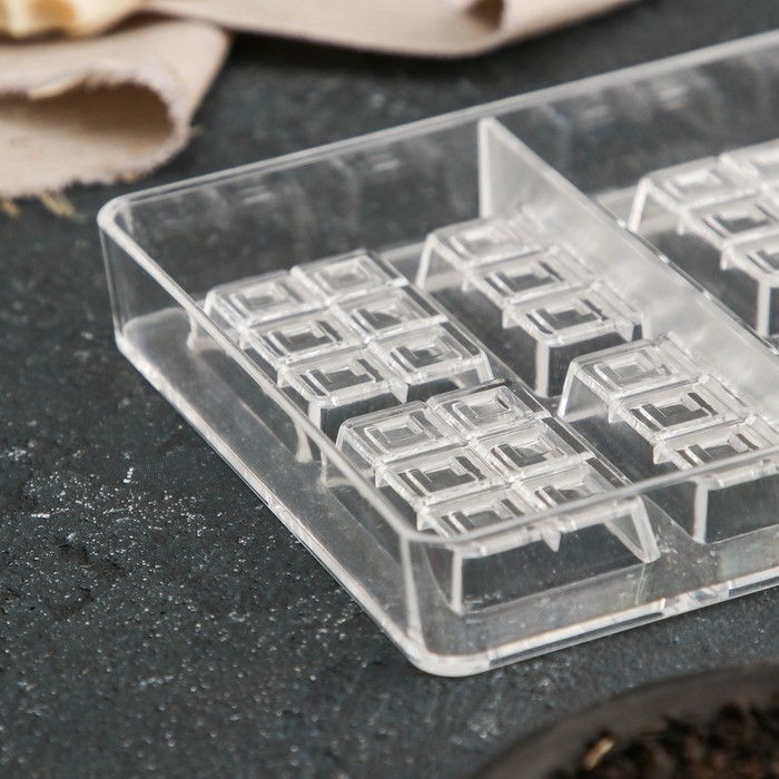 Форма для конфет и шоколада «Таволетта», 20×12×2,5 см, 10 ячеек 4,2×2,8×0,8 см, цвет прозрачный Форма для конфет и шоколада «Таволетта», 20×12×2,5 см, 10 ячеек 4,2×2,8×0,8 см, цвет прозрачный