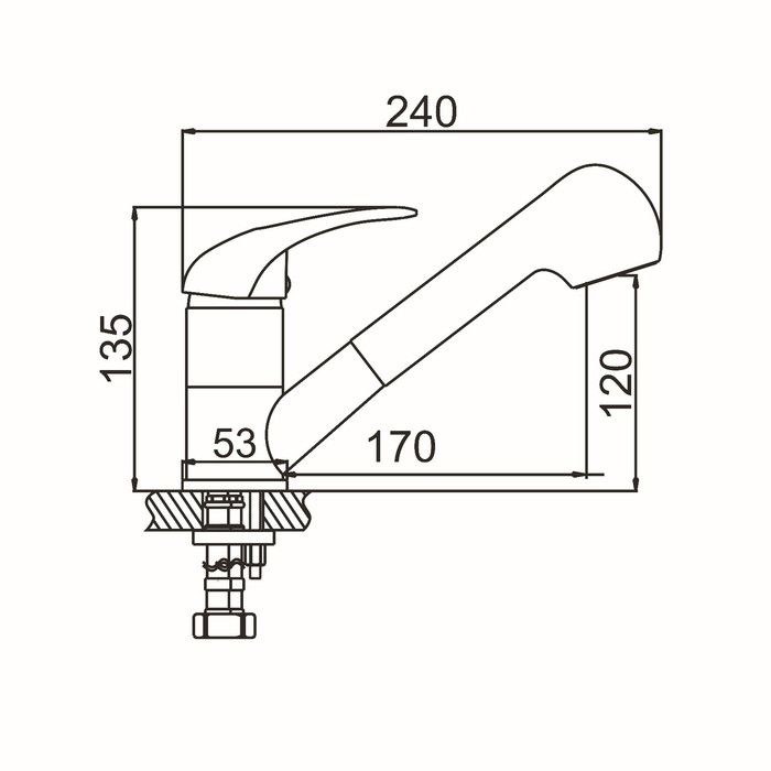 Смеситель для кухни ZEIN Z1301, однорычажный, картридж 35 мм, с выдвижной лейкой, хром Смеситель для кухни ZEIN Z1301, однорычажный, картридж 35 мм, с выдвижной лейкой, хром