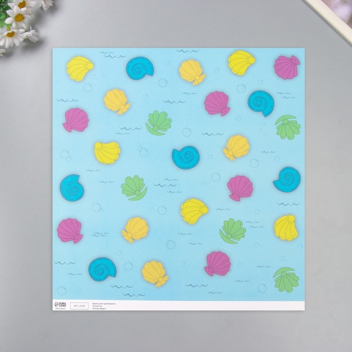 Бумага для скрапбукинга Бумага для скрапбукинга "Морские ракушки" плотность 180 гр набор 5 шт 30,5х32 см