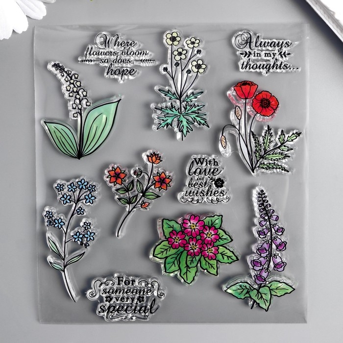 Штамп для творчества силикон Штамп для творчества силикон "Полевые цветы" 15х13,5 см