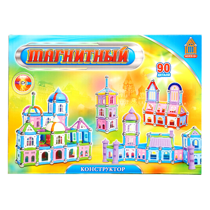Конструктор магнитный «Построй свой дом», 90 деталей Конструктор магнитный «Построй свой дом», 90 деталей