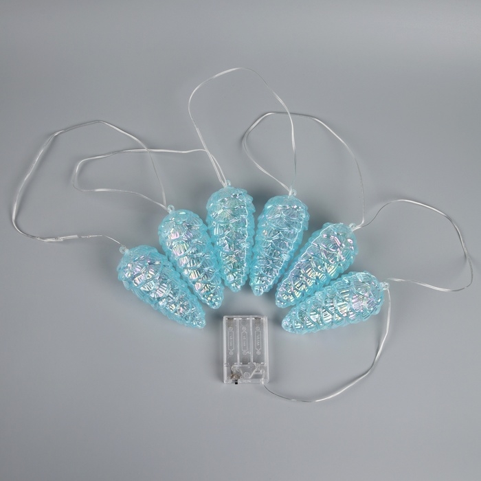 Гирлянда «Нить-грозди» 230 см, нить прозрачная, «Шишки», 30 LED, 4.5 В, батарейки ААх3 (нет в комплекте), свечение тёплое белое Гирлянда «Нить-грозди» 230 см, нить прозрачная, «Шишки», 30 LED, 4.5 В, батарейки ААх3 (нет в комплекте), свечение тёплое белое