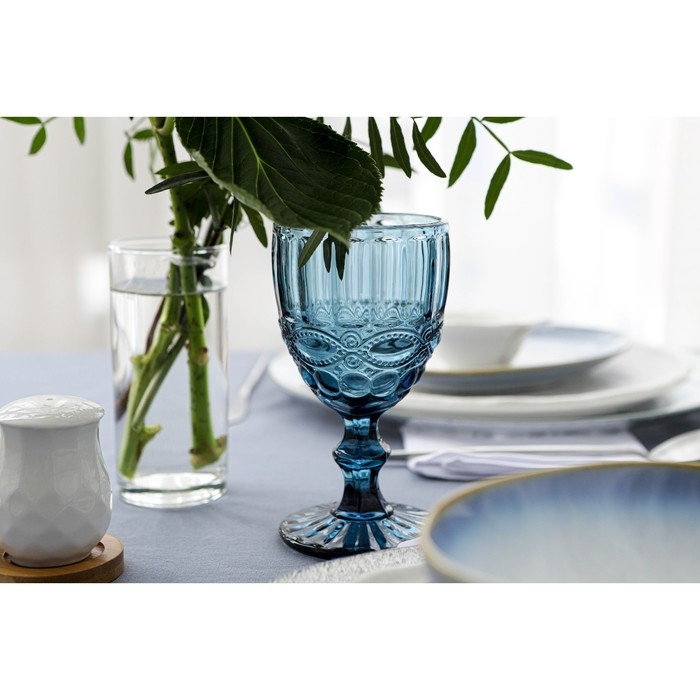 Бокал для вина стеклянный Magistro «Ла-Манш», 250 мл, 8×15,5 см, цвет синий Бокал для вина стеклянный Magistro «Ла-Манш», 250 мл, 8×15,5 см, цвет синий