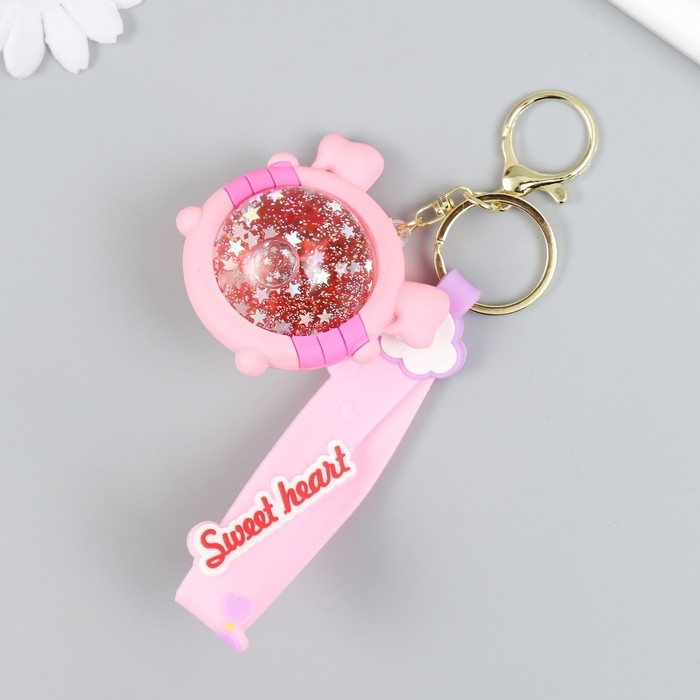 Брелок резина  Брелок резина "Шарик-свинка" с браслетом и карабином, розовый 4х6,5х5,5 см
