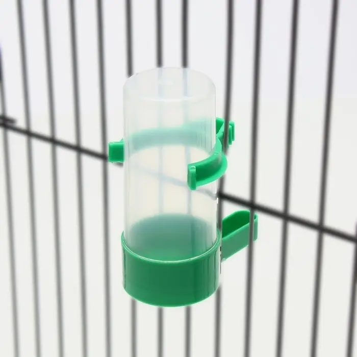 Поилка-кормушка для птиц, 60 мл, 3&times;9 см, зелёная