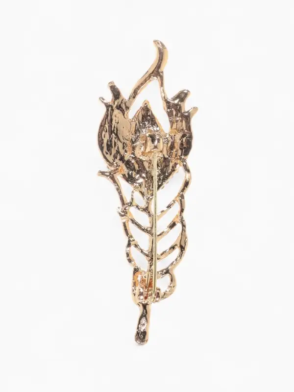 Брошь &laquo;Перо павлина&raquo;, разноцветная в розовом золоте