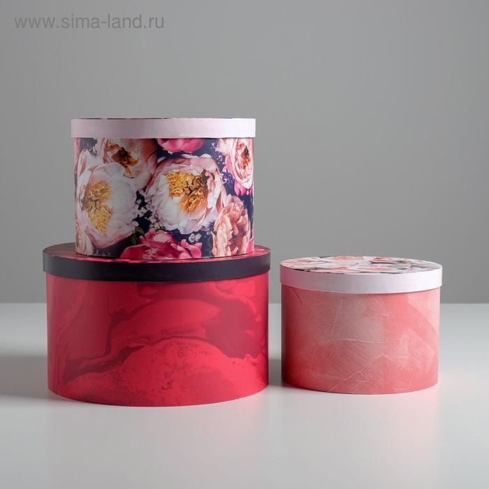 Набор коробок 3 в 1, упаковка подарочная, «Цветы», 18 х 18 х 13‒25 х 25 х 15 см