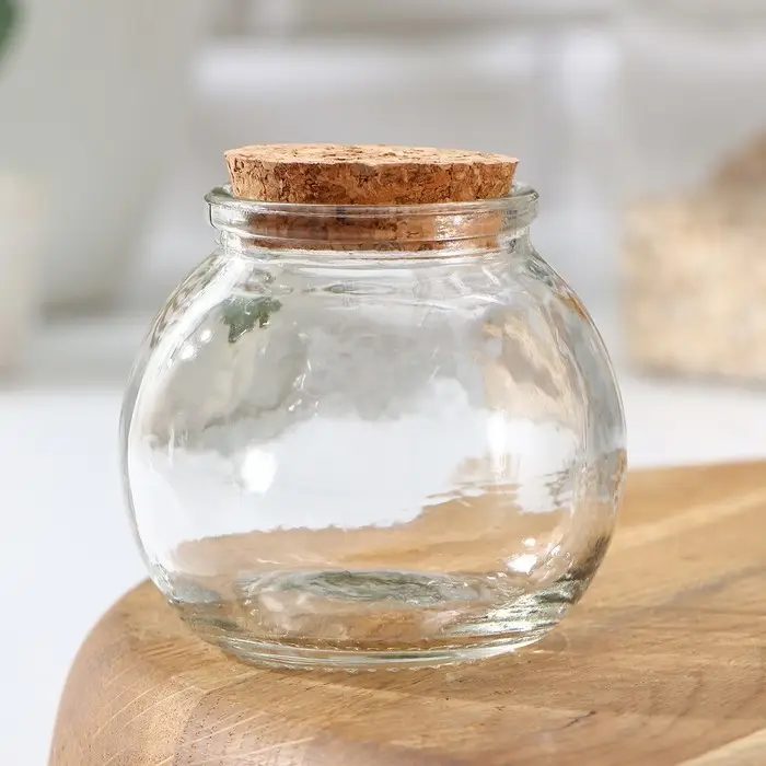 Баночка стеклянная для специй с пробковой крышкой Доляна «Парфе», 120 мл, 7×7 см Баночка стеклянная для специй с пробковой крышкой Доляна «Парфе», 120 мл, 7×7 см