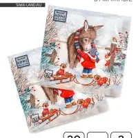Салфетки новогодние бумажные Home Collection &laquo;Любимый друг&raquo;, 3 слоя, 33&times;33 см, 20 шт.