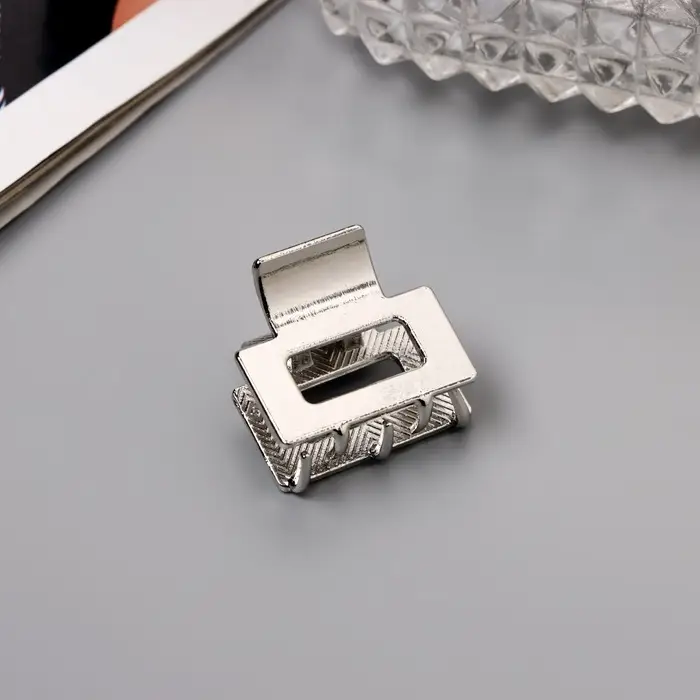 Крабик для волос «Брианна», прямой, 2.5 см, серебро