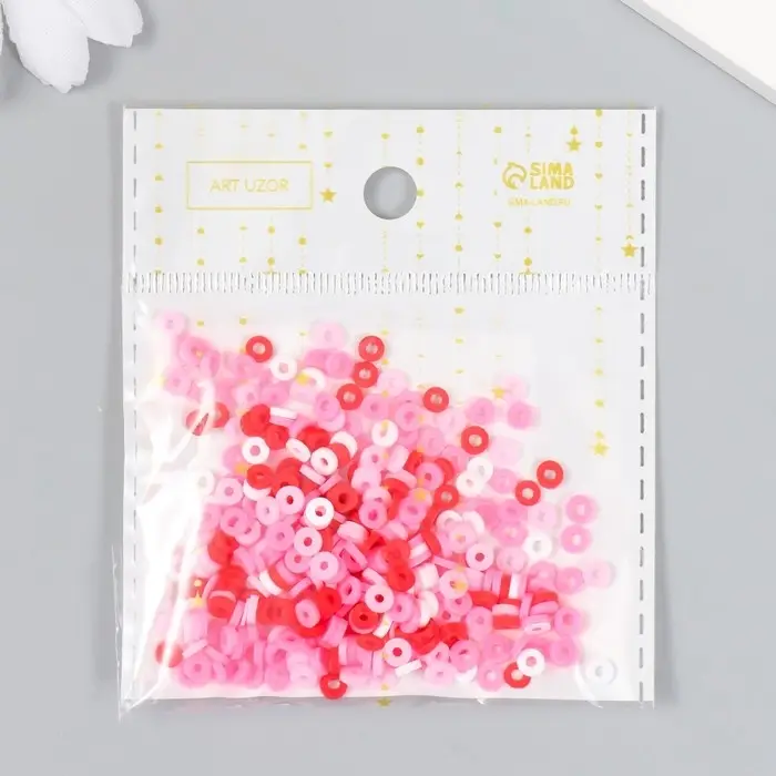 Бусины для творчества PVC "Колечки розовые" набор ≈ 330 шт 0,1х0,4х0,4 см