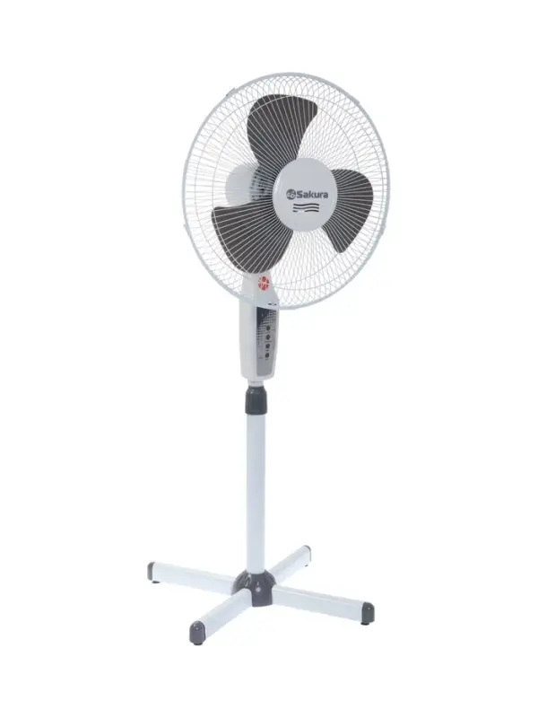Вентилятор напольный Sakura SA-16G, осевой, 40 Вт, 40 см, 3 режима, таймер, с пультом, бело-серый