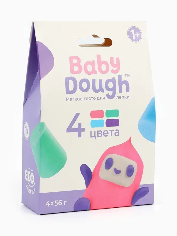 Тесто BabyDough 4 шт в коробке розовый щипок №1